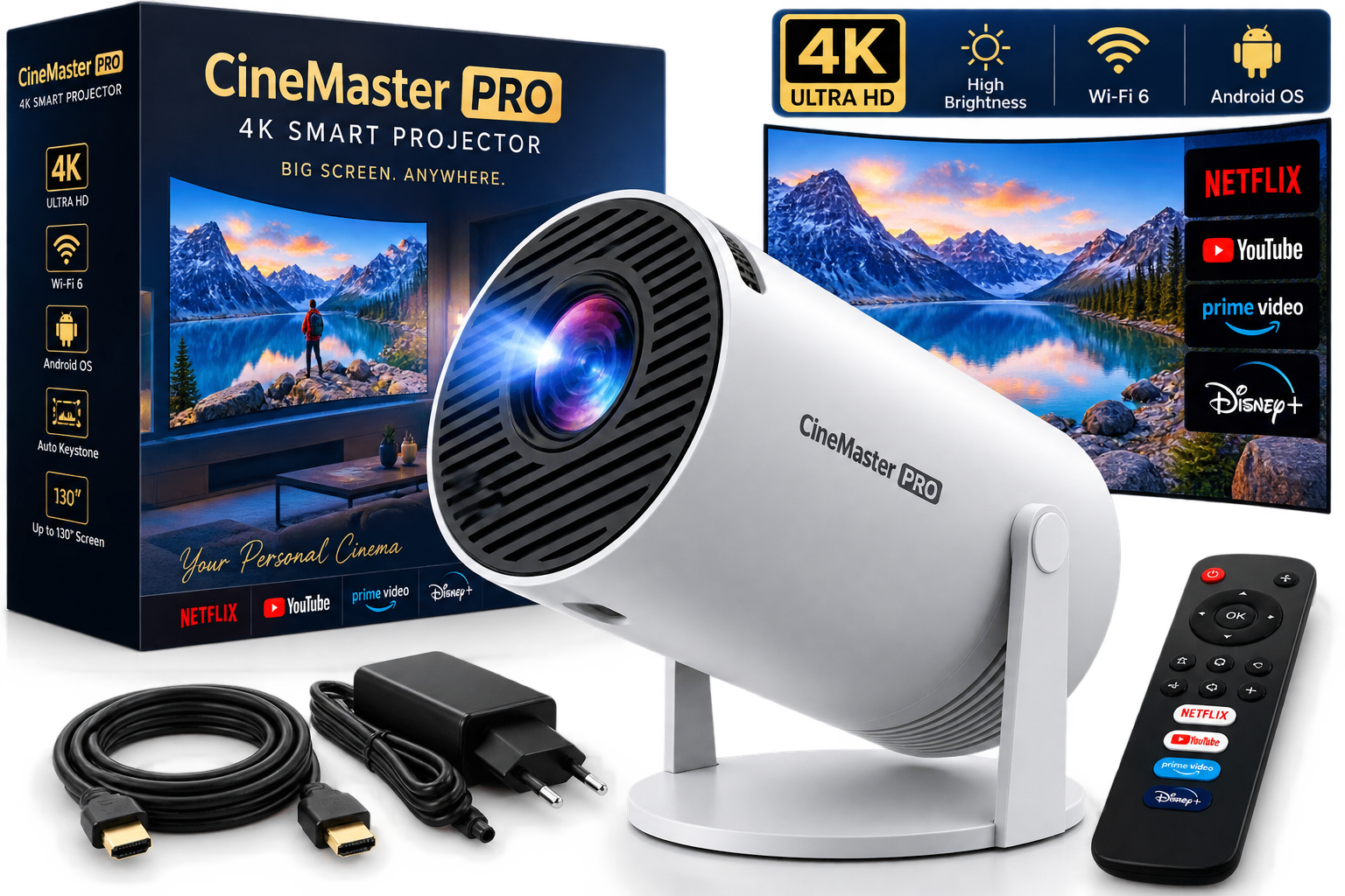 CineMaster Pro – 4K Smart Projector